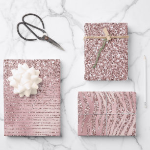 Girly Pink Glitter  Wrapping Paper Sheet