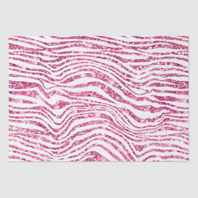 Girly Pink Glitter Zebra Tissue Paper (Front)