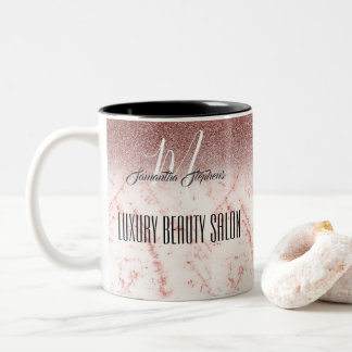 Girly Pink Glittery Luxury Beauty Salon Two-Tone Coffee Mug