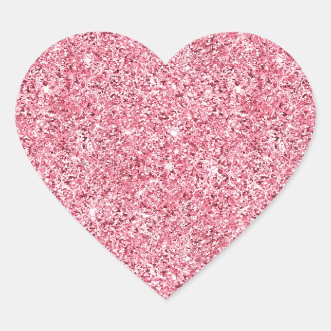 Girly Pink Glitz Glitter  Heart Sticker (Front)