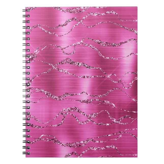 Girly Pink Glitz Glitter Notebook (Front)