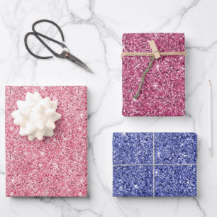 Girly Pink Glitz Glitter  Wrapping Paper Sheet
