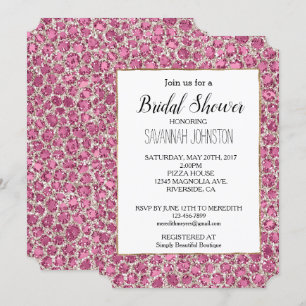 Girly Pink Glitzy Glam Glitter Leopard Print   Invitation