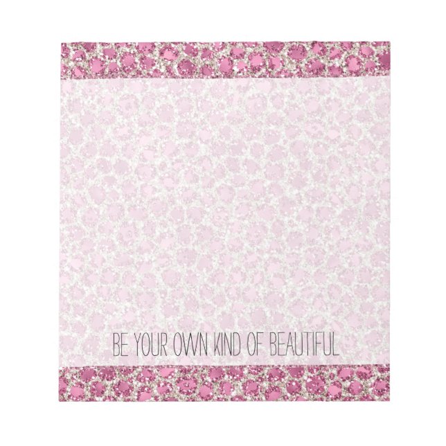 Girly Pink Glitzy Glam Glitter Leopard Print   Notepad (Front)