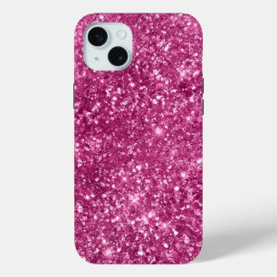 Girly Pink Glitzy Glitter iPhone 15 Mini Case