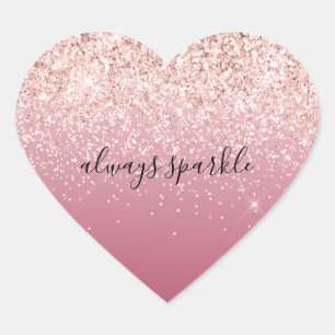 Girly Pink Glitzy Glitter Sparkle Heart Sticker