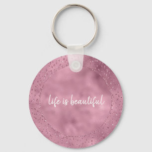 Girly Pink Glitzy Glitter Sparkle personalised Key Ring