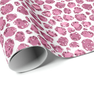 Girly Pink Glitzy Leopard Print Wrapping Paper