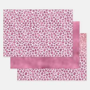 Girly Pink Glitzy Leopard Print Wrapping Paper Sheet
