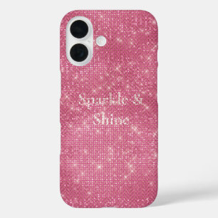Girly Pink Glitzy Sparkle  iPhone 16 Case