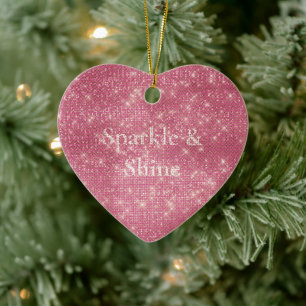 Girly Pink Glitzy Sparkle Ceramic Tree Decoration