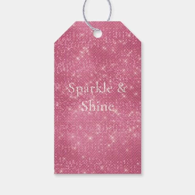 Girly Pink Glitzy Sparkle  Gift Tags (Front)
