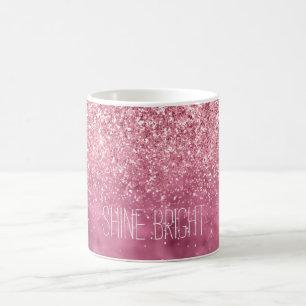 Girly Pink Glitzy Sparkle Glitter personalised Coffee Mug