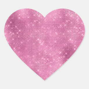 Girly Pink Glitzy Sparkle Heart Sticker