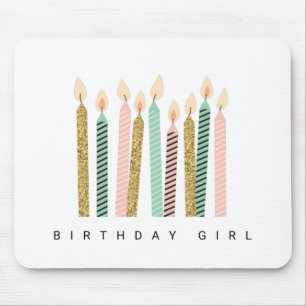 Girly Pink Gold Birthday Happy Birthday PrettyGirl Mouse Mat