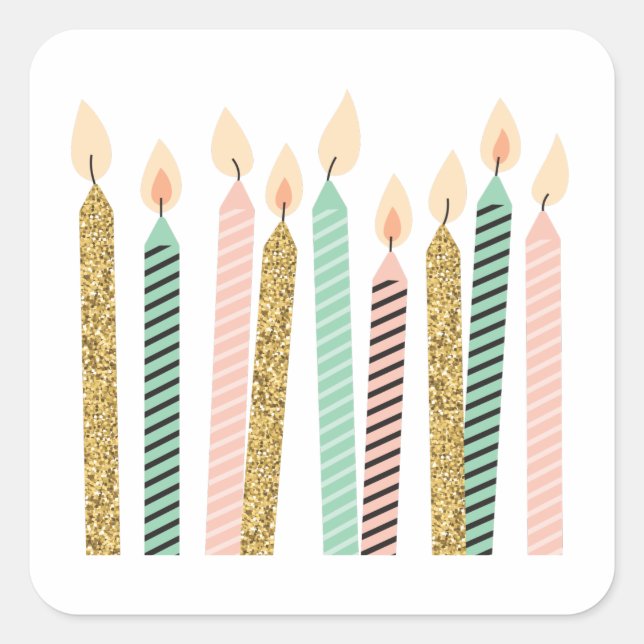 Girly Pink Gold Birthday Happy Birthday PrettyGirl Square Sticker (Front)