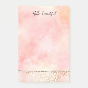 Girly Pink Gold Blush Leopard Print            Post-it Notes