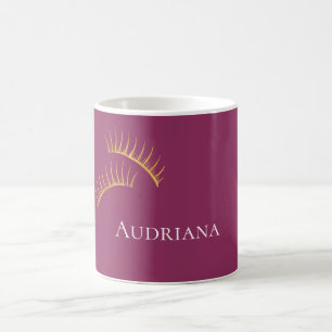 Girly Pink Gold Glam Eyelashes Coffee Mug