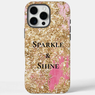 Girly Pink Gold Glitter iPhone 16 Pro Max Case