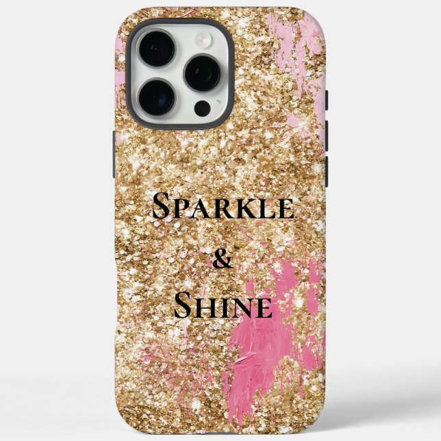 Girly Pink Gold Glitter Case-Mate iPhone Case (Back)