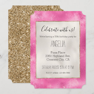 Girly Pink Gold Glitter Invitation