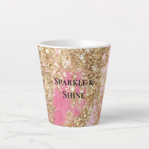 Girly Pink Gold Glitter  Latte Mug