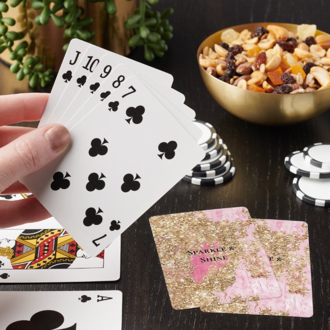 Girly Pink Gold Glitter   Playing Cards (In Situ)