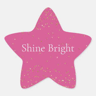 Girly Pink Gold Glitzy Confetti Sparkle  Star Sticker