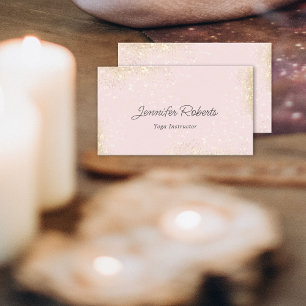 Girly Pink Gold Minimalist Yoga Instructor Elegant Business Card