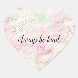 Girly Pink Gold Mint Glam Leopard Print Heart Sticker