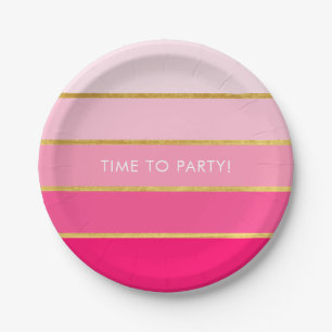 Girly Pink & Gold Personalised Paper Plate