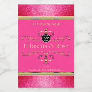 Girly Pink Gold Product Label Glitter Borders Logo