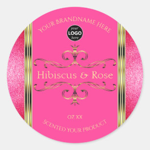 Girly Pink Gold Product Label Glitter Borders Logo