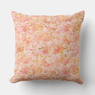 Girly Pink Gold Watercolor Confetti Splatters Cushion