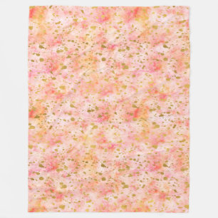 Girly Pink Gold Watercolor Confetti Splatters Fleece Blanket