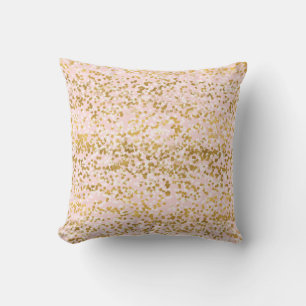 Girly Pink Gold White Confetti Cushion