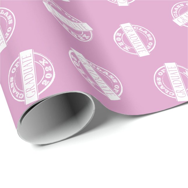 Girly Pink Grad Graduate Class Year    Wrapping Paper (Roll Corner)