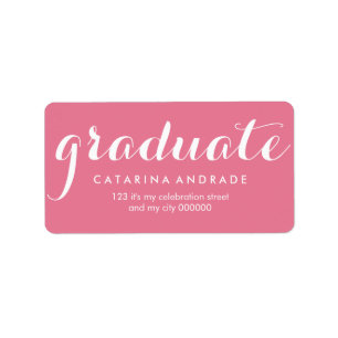 Girly Pink Graduation Modern Calligraphy Graduate Label