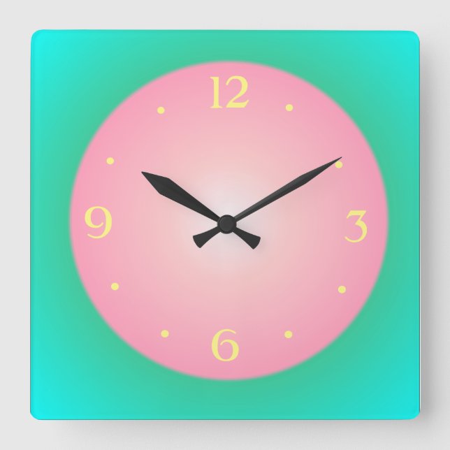 Girly Pink/ Green/ Yellow> Wall Clock (Front)