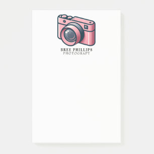 Girly Pink & Grey Camera Photography Personalised Post-it Notes