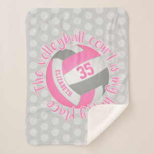 girly pink grey volleyball court my happy place sherpa blanket