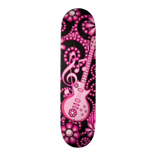 Girly Pink Guitar Skateboard