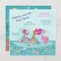 Girly Pink Hair Mermaid Mummy & Me Pool Party