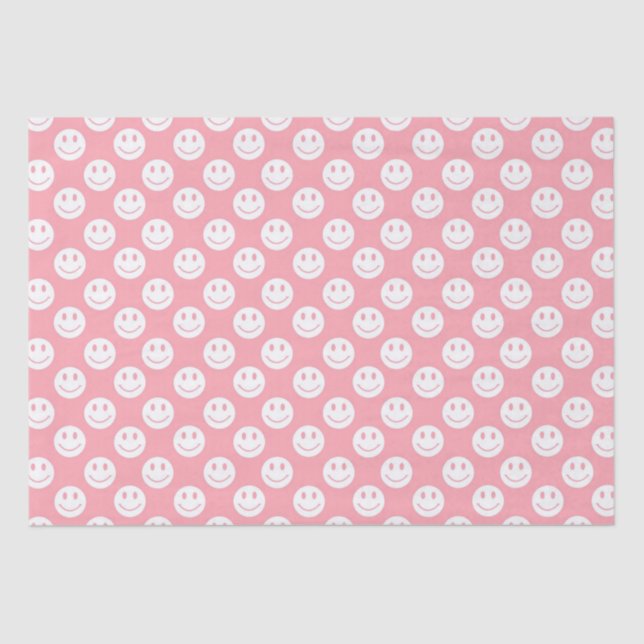 Girly Pink Happy Faces Tissue Paper (Front)