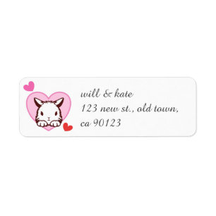 Girly Pink Heart Cute Peeking Bunny