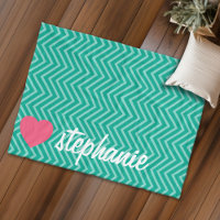Girly Pink Heart Cute Trendy Chevrons and Name