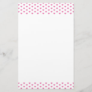 Girly Pink Hearts Cute Pattern Stationery