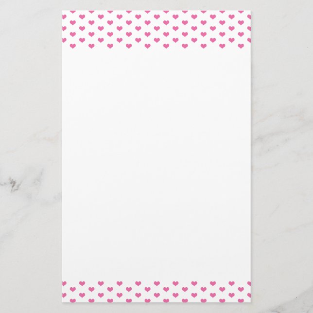 Girly Pink Hearts Cute Pattern Stationery (Front)