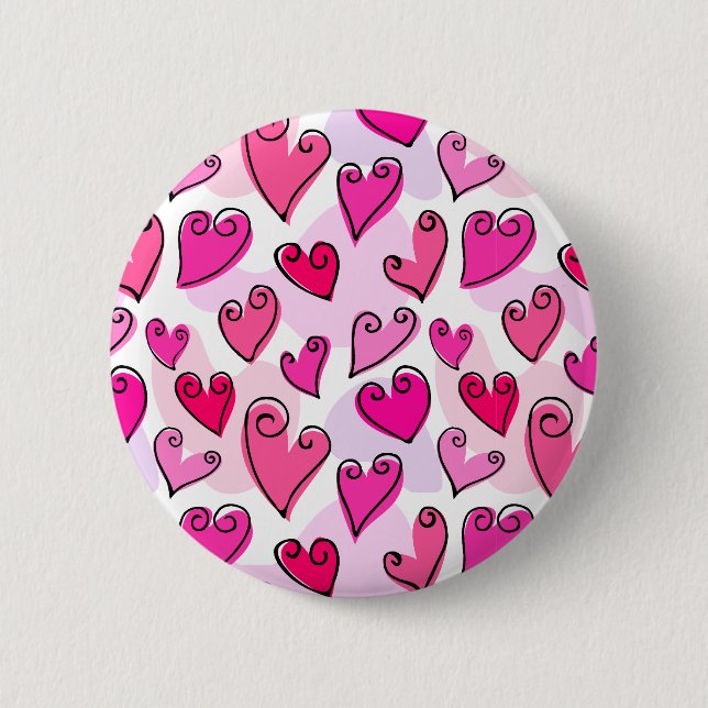 Girly Pink Hearts Cute Romantic Valentines Day  6 Cm Round Badge (Front)