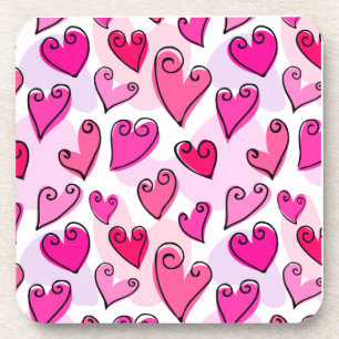 Girly Pink Hearts Cute Romantic Valentines Day  Coaster
